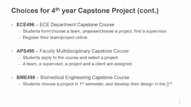 Choices for 4th year Capstone Project